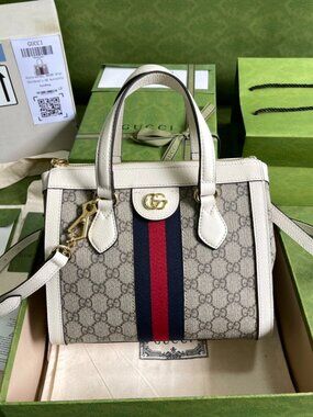 Gucci Beige and Navy Satchel